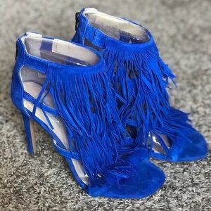 Steve Madden Fringe Blue Suede Heels Size 7
